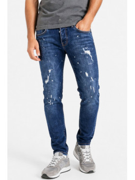 Джинси чоловічі темно-синього кольору з принтом 4153 213360C