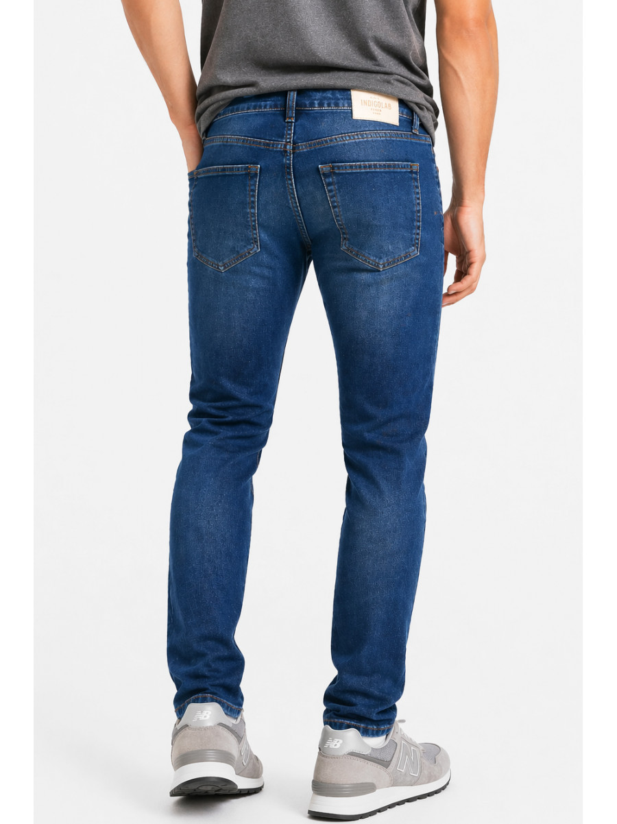 Джинси чоловічі темно-синього кольору з принтом 4153 213360C