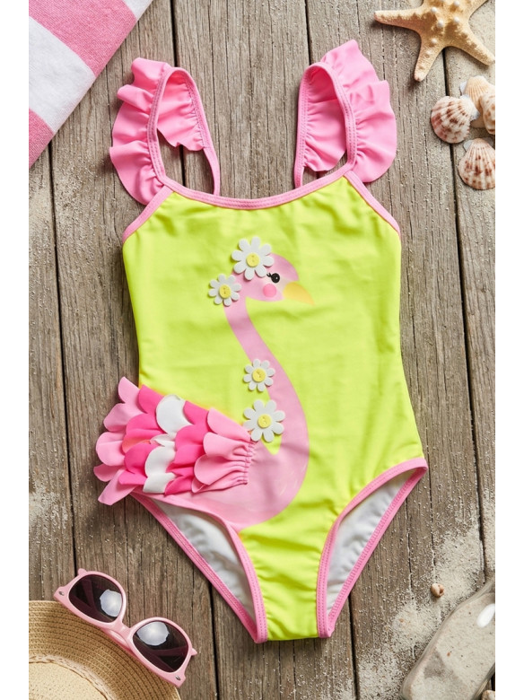 Купальник детский слитный для девочки желтого цвета с принтом 978 213361C