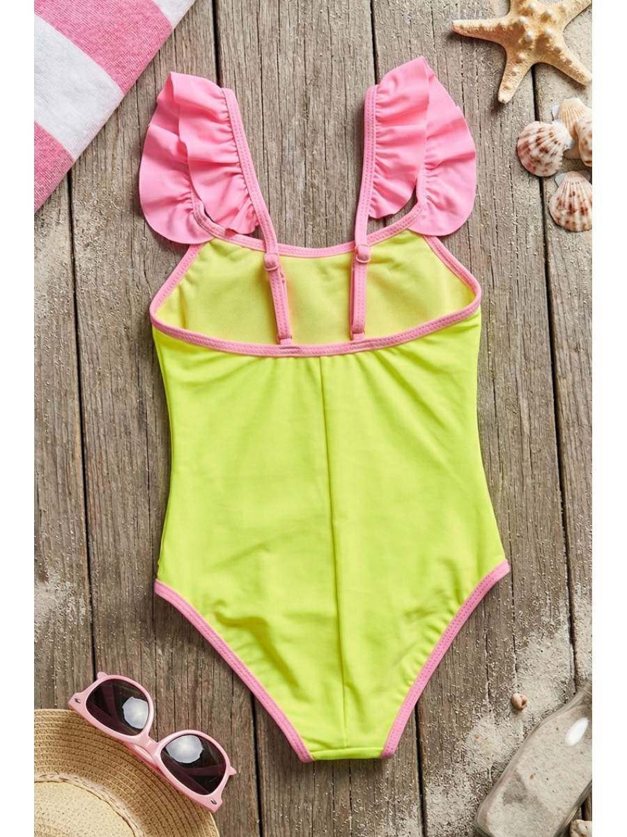 Купальник детский слитный для девочки желтого цвета с принтом 978 213361C