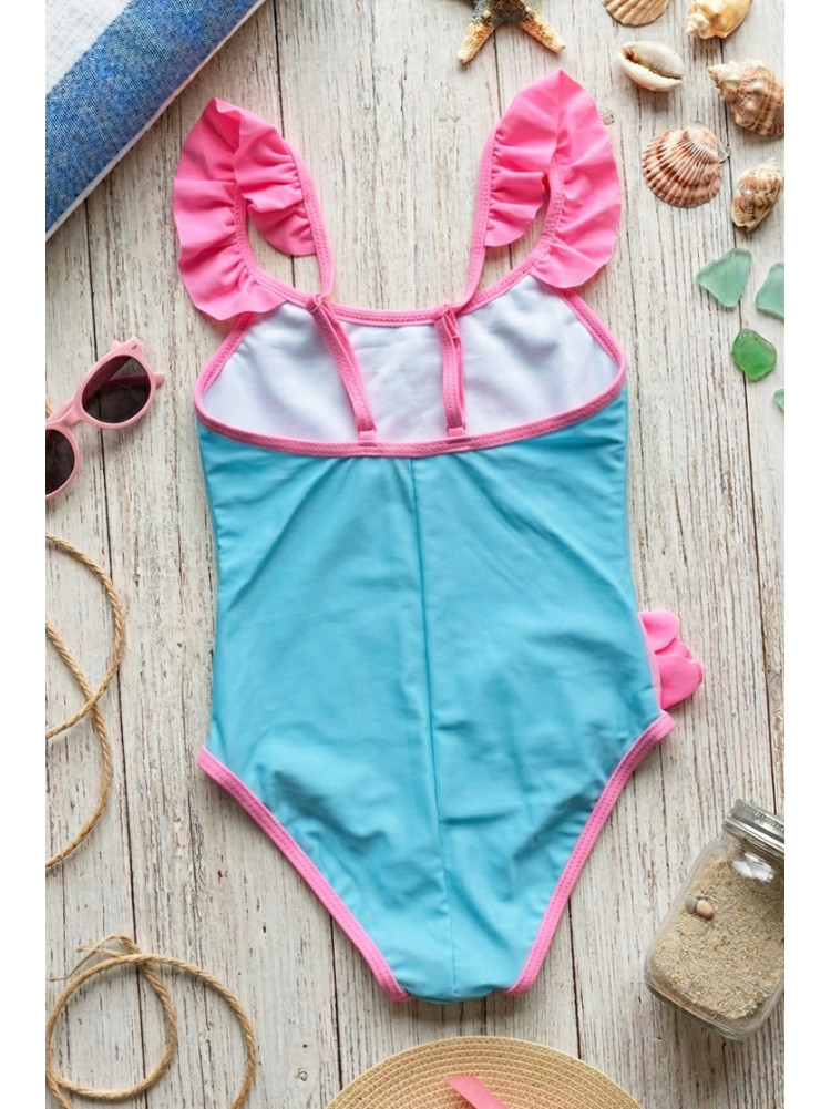 Купальник детский слитный для девочки голубого цвета с принтом 978 213371C