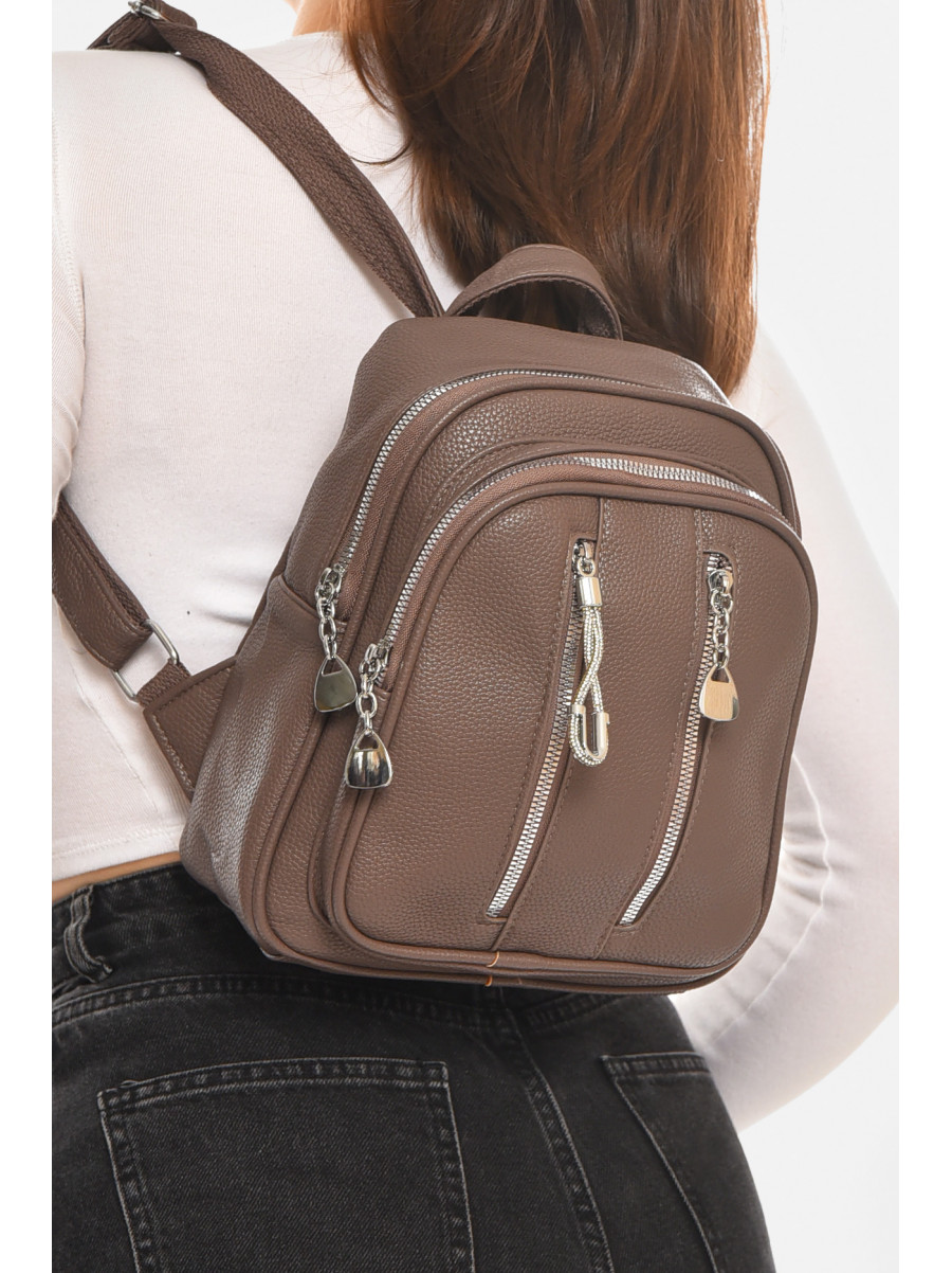 Рюкзак женский из экокожи коричневого цвета 6810 213387C