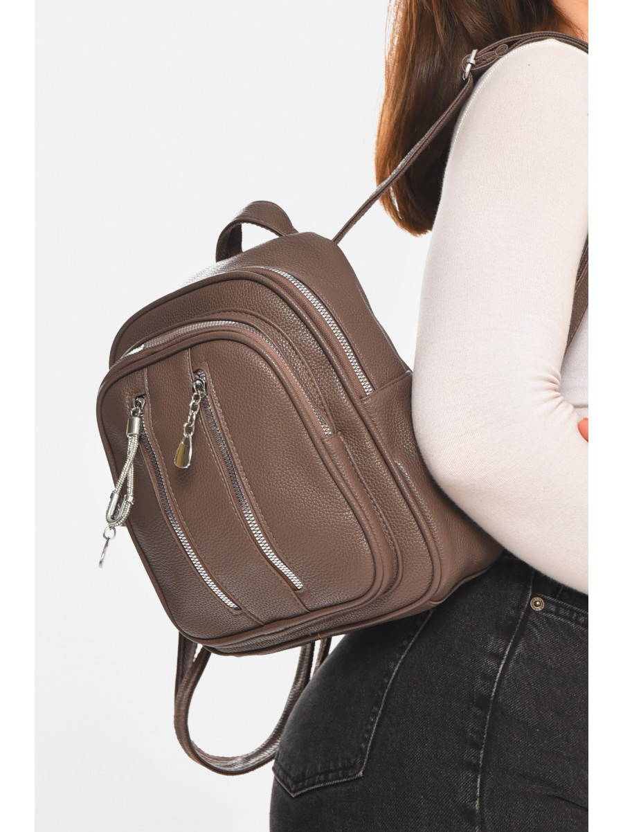 Рюкзак женский из экокожи коричневого цвета 6810 213387C