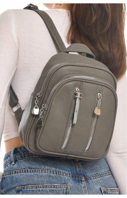 Рюкзак жіночий з екошкіри сірого кольору 6810 213389C