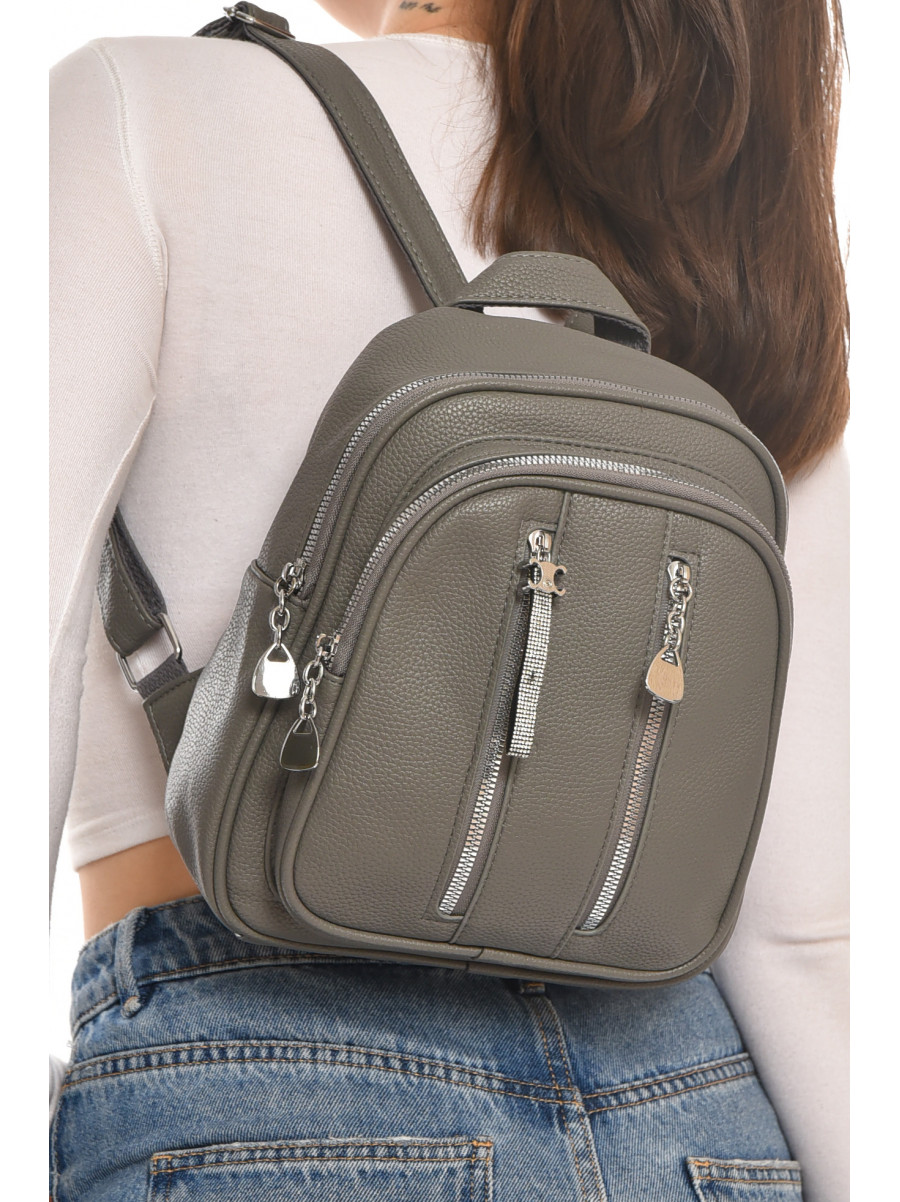 Рюкзак женский из экокожи серого цвета 6810 213389C
