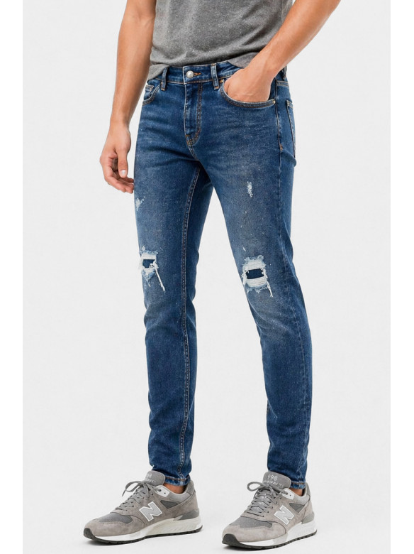 Джинси чоловічі однотонні темно-синього кольору 4199 213394C