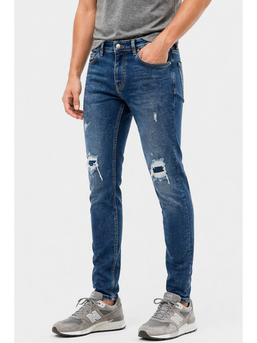 Джинси чоловічі однотонні темно-синього кольору 4199 213394C