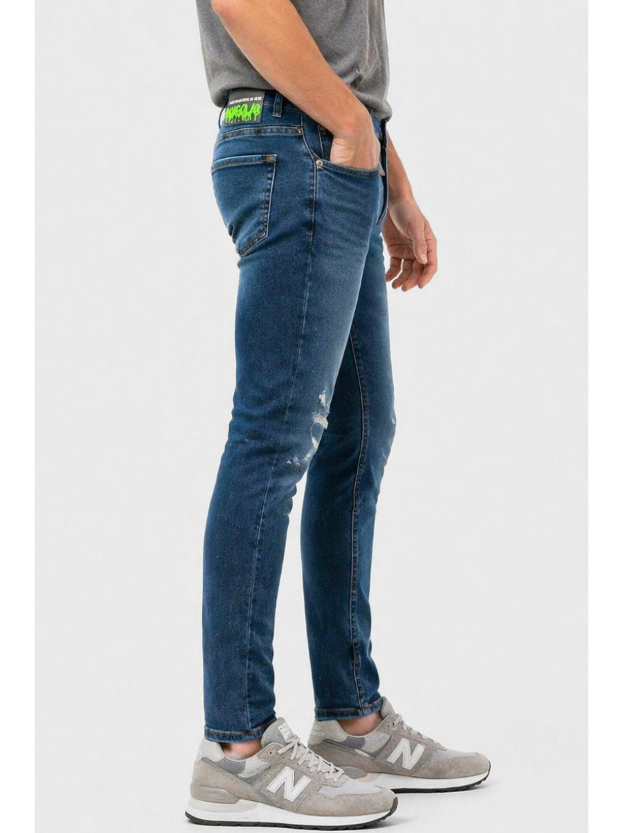 Джинси чоловічі однотонні темно-синього кольору 4199 213394C