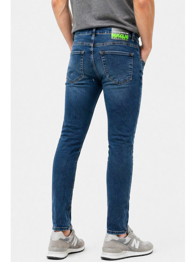 Джинси чоловічі однотонні темно-синього кольору 4199 213394C