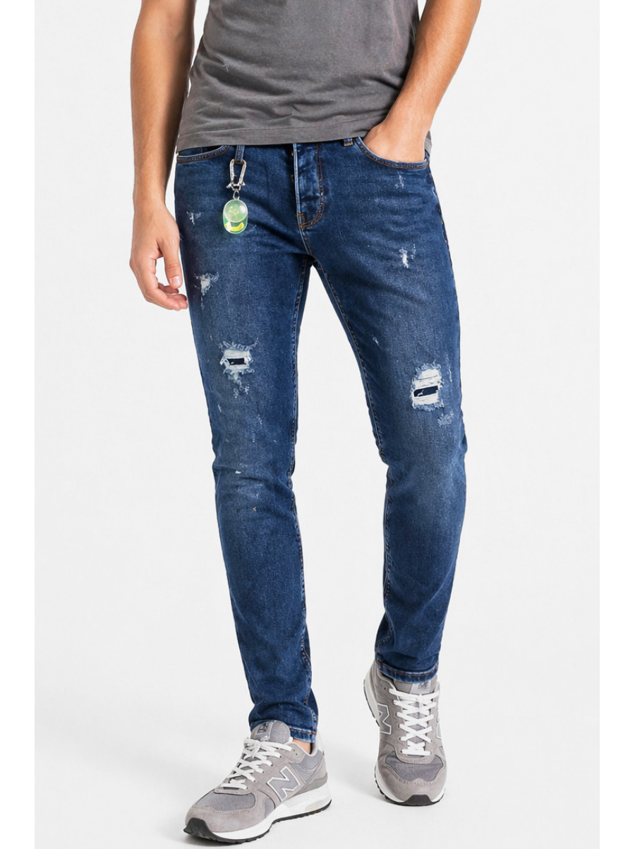 Джинси чоловічі однотонні темно-синього кольору 4199 213395C