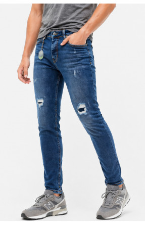 Джинси чоловічі однотонні темно-синього кольору 4199 213396C