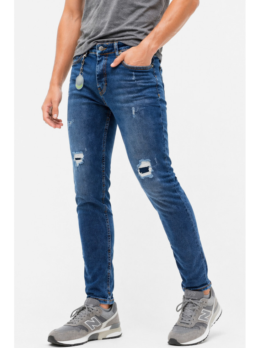 Джинси чоловічі однотонні темно-синього кольору 4199 213396C