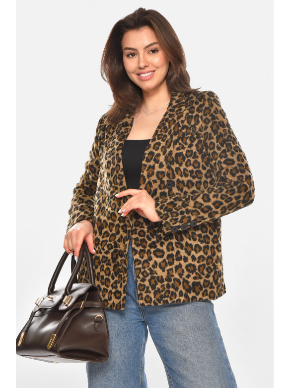 Піджак жіночий коричневого кольору з принтом 63831 213398C