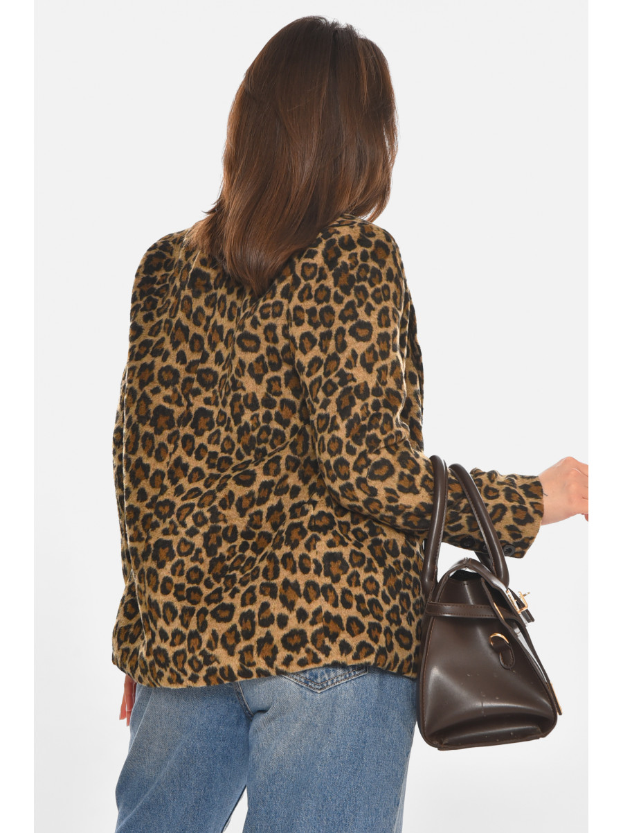 Піджак жіночий коричневого кольору з принтом 63831 213398C