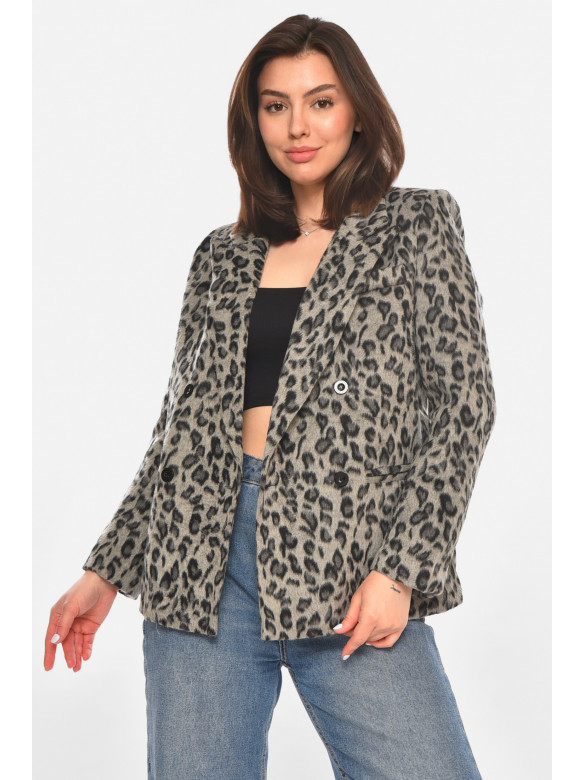 Піджак жіночий сірого кольору з принтом 63831 213399C