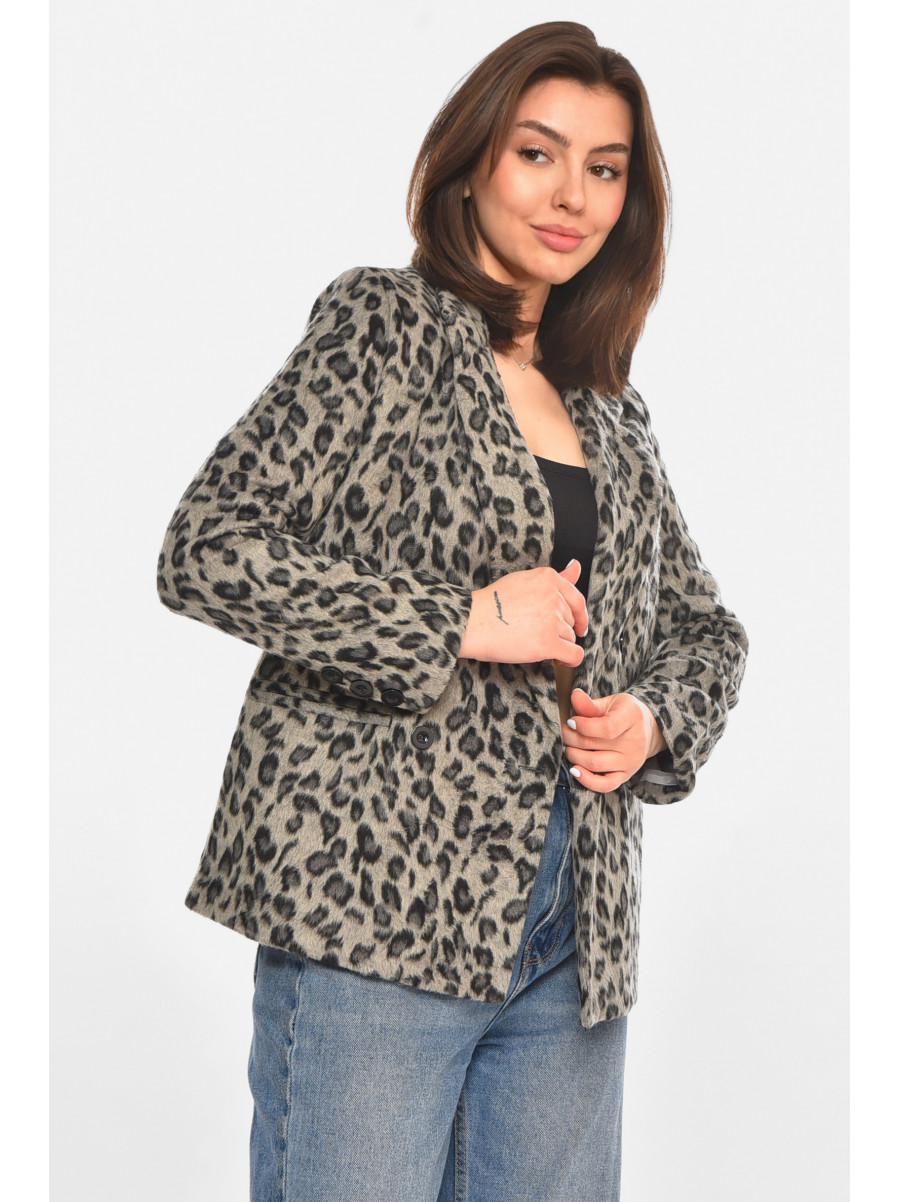 Піджак жіночий сірого кольору з принтом 63831 213399C