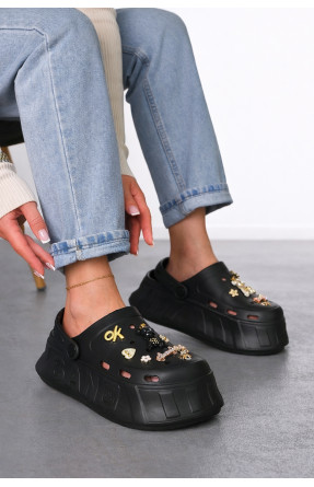 Кроксы женские черного цвета 156/1 213401C