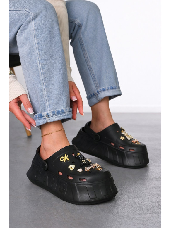 Кроксы женские черного цвета 156/1 213401C