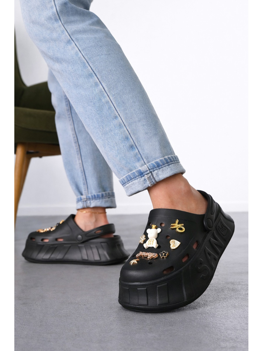 Кроксы женские черного цвета 156/1 213401C
