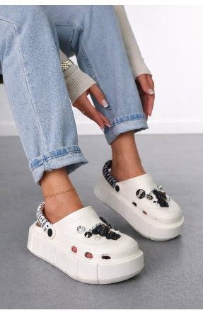 Кроксы женские белого цвета 152/2-4 213403C