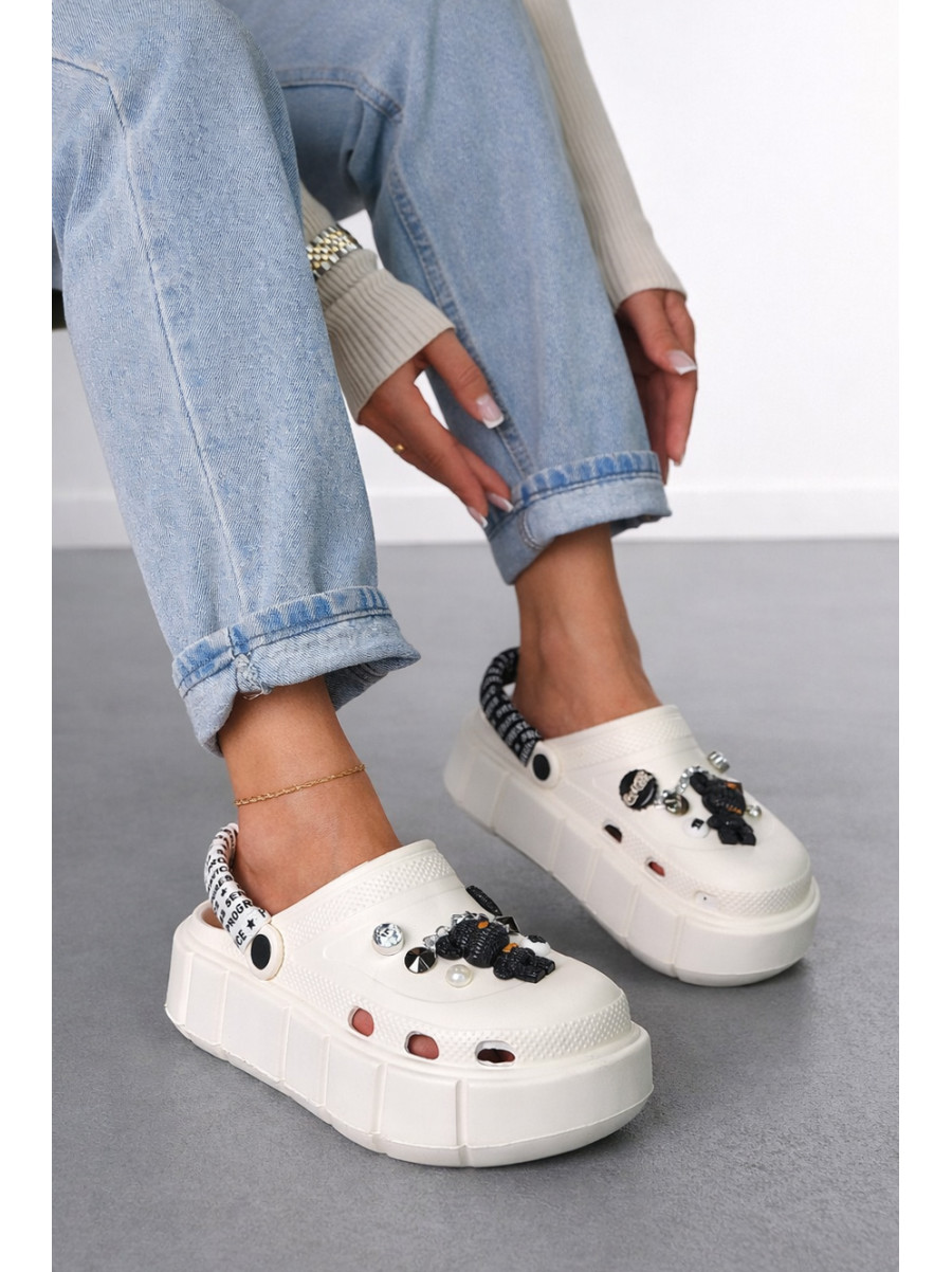 Кроксы женские белого цвета 152/2-4 213403C