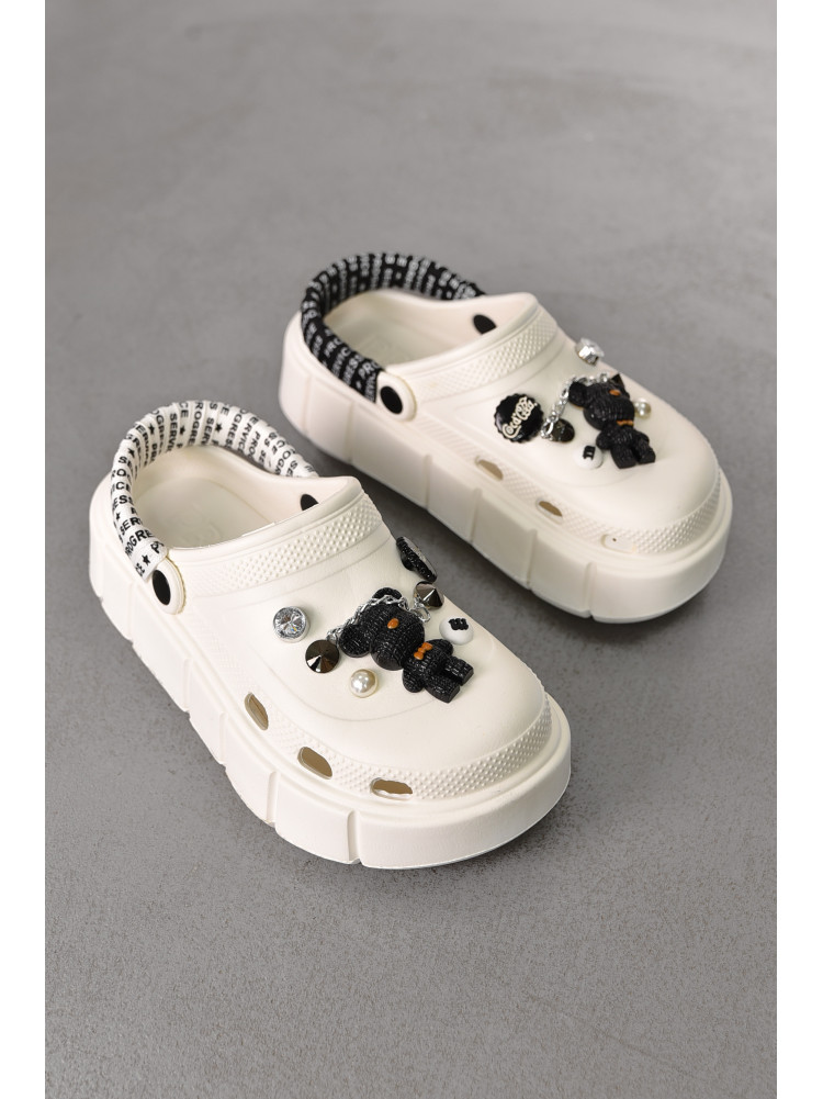 Кроксы женские белого цвета 152/2-4 213403C