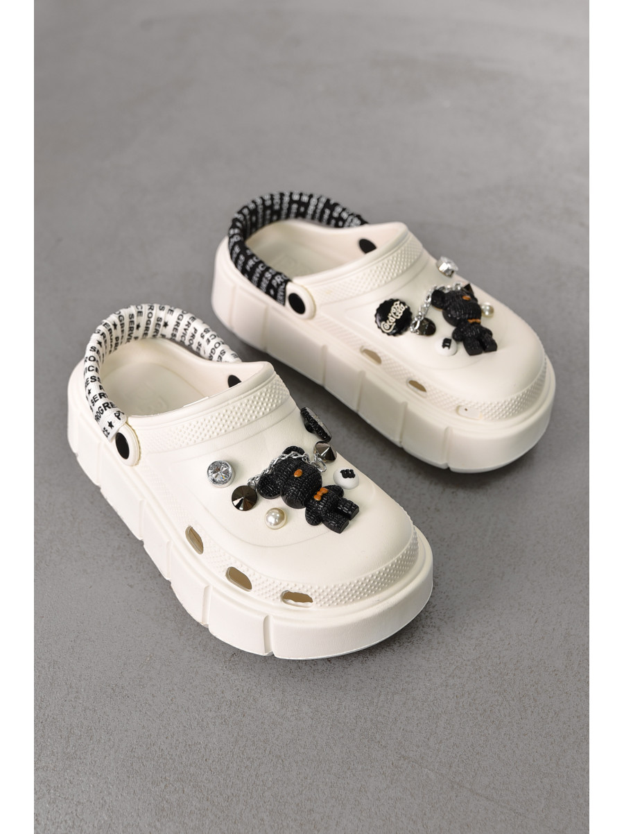 Кроксы женские белого цвета 152/2-4 213403C