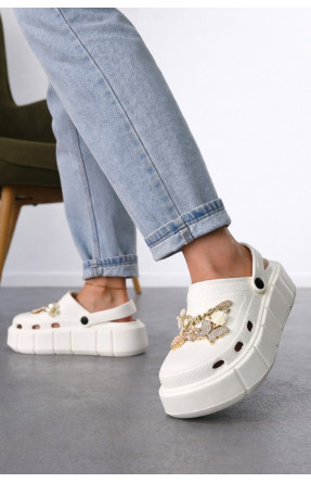 Кроксы женские белого цвета 152/2-9 213404C