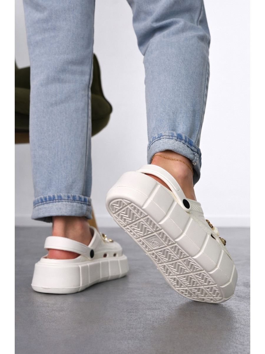 Кроксы женские белого цвета 152/2-9 213404C