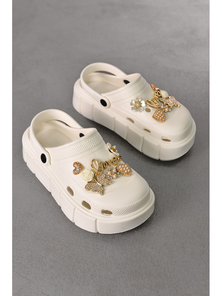 Кроксы женские белого цвета 152/2-9 213404C