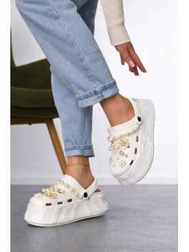 Крокси жіночі білого кольору 156/2 213405C