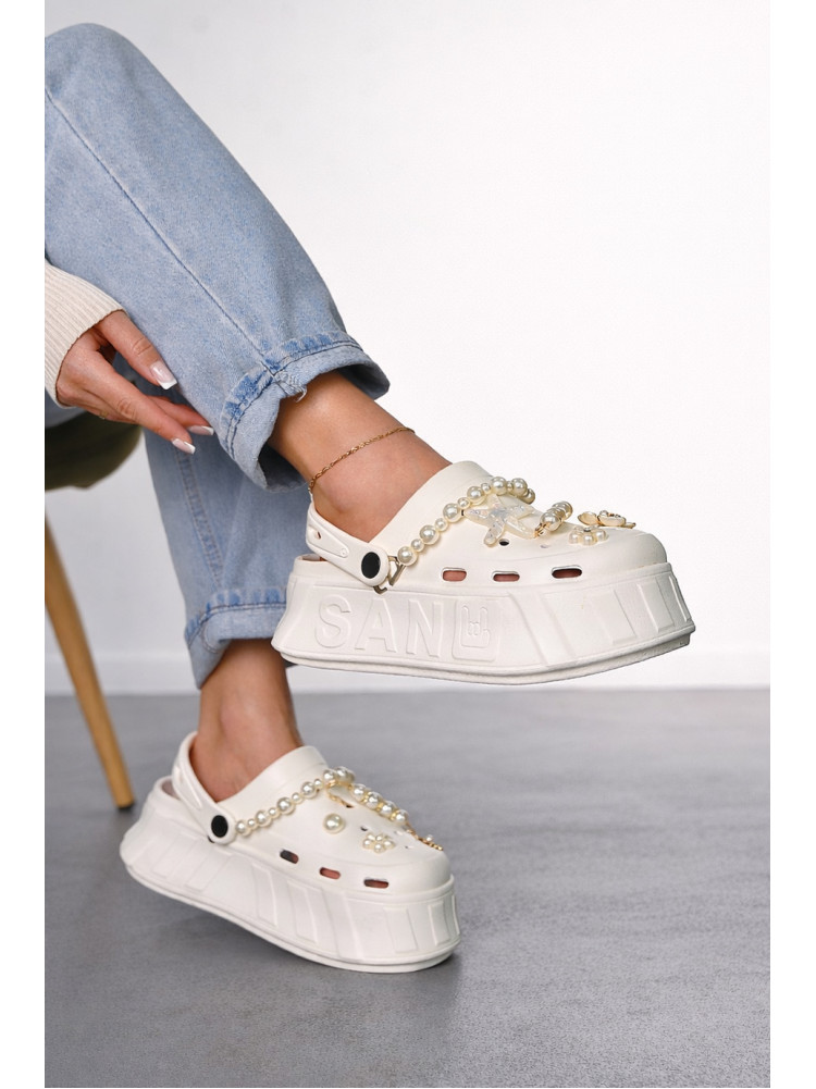 Кроксы женские белого цвета 156/2 213405C