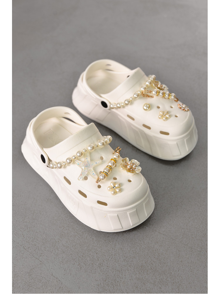 Кроксы женские белого цвета 156/2 213405C