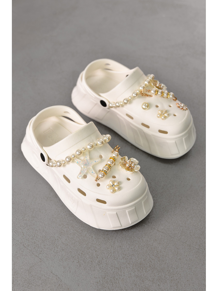 Кроксы женские белого цвета 156/2 213405C