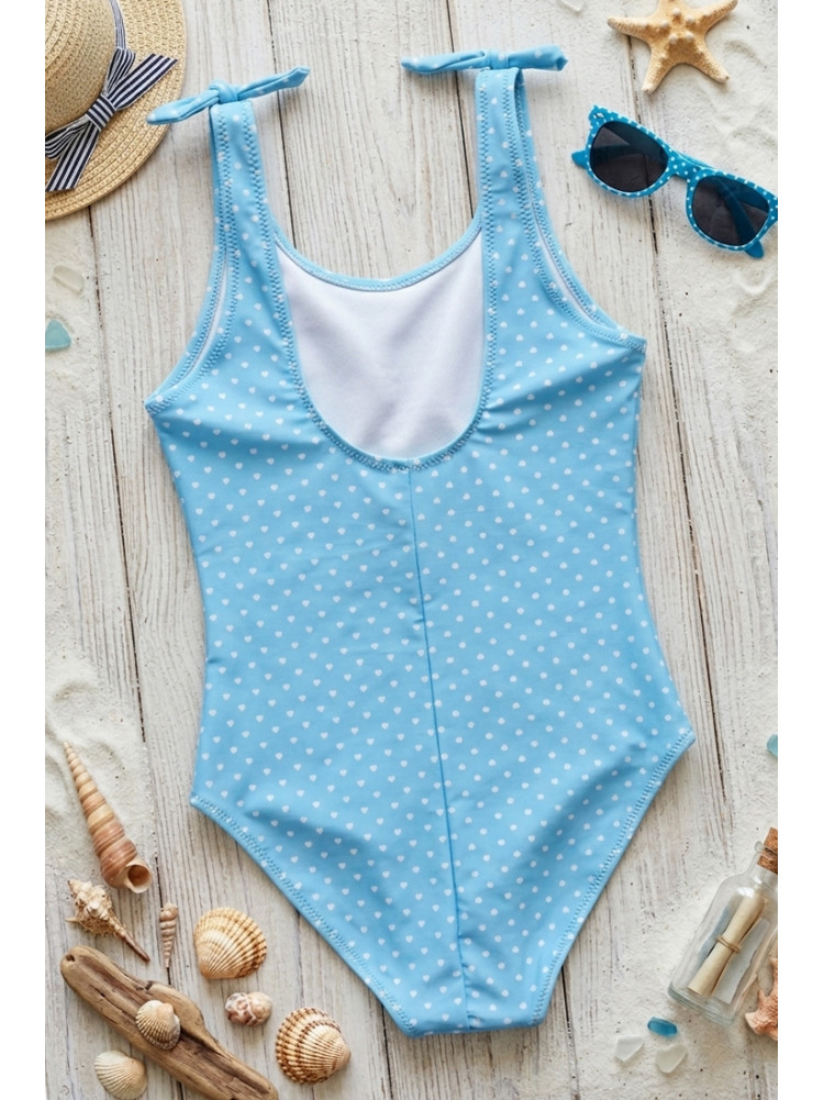 Купальник детский слитный для девочки голубого цвета с принтом 1026 213409C