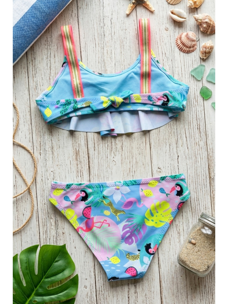 Купальник детский для девочки голубого цвета с принтом 1028 213410C