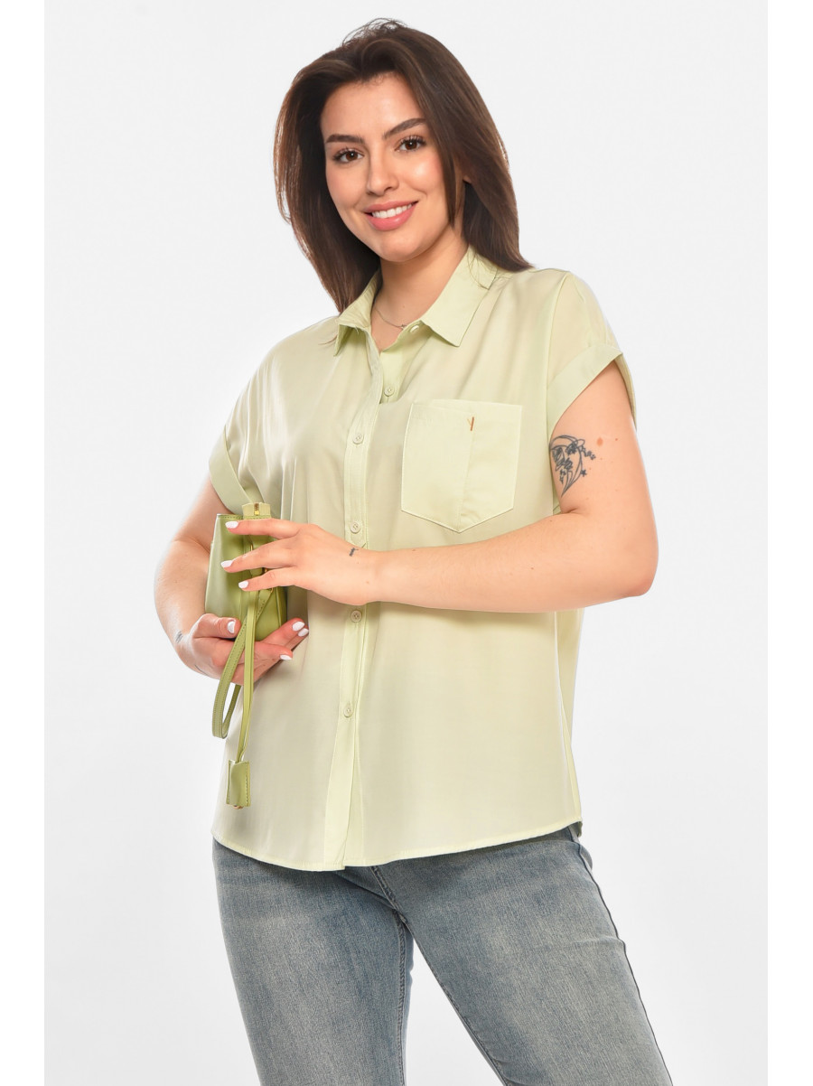 Рубашка женская однотонная мятного цвета 1122 213412C