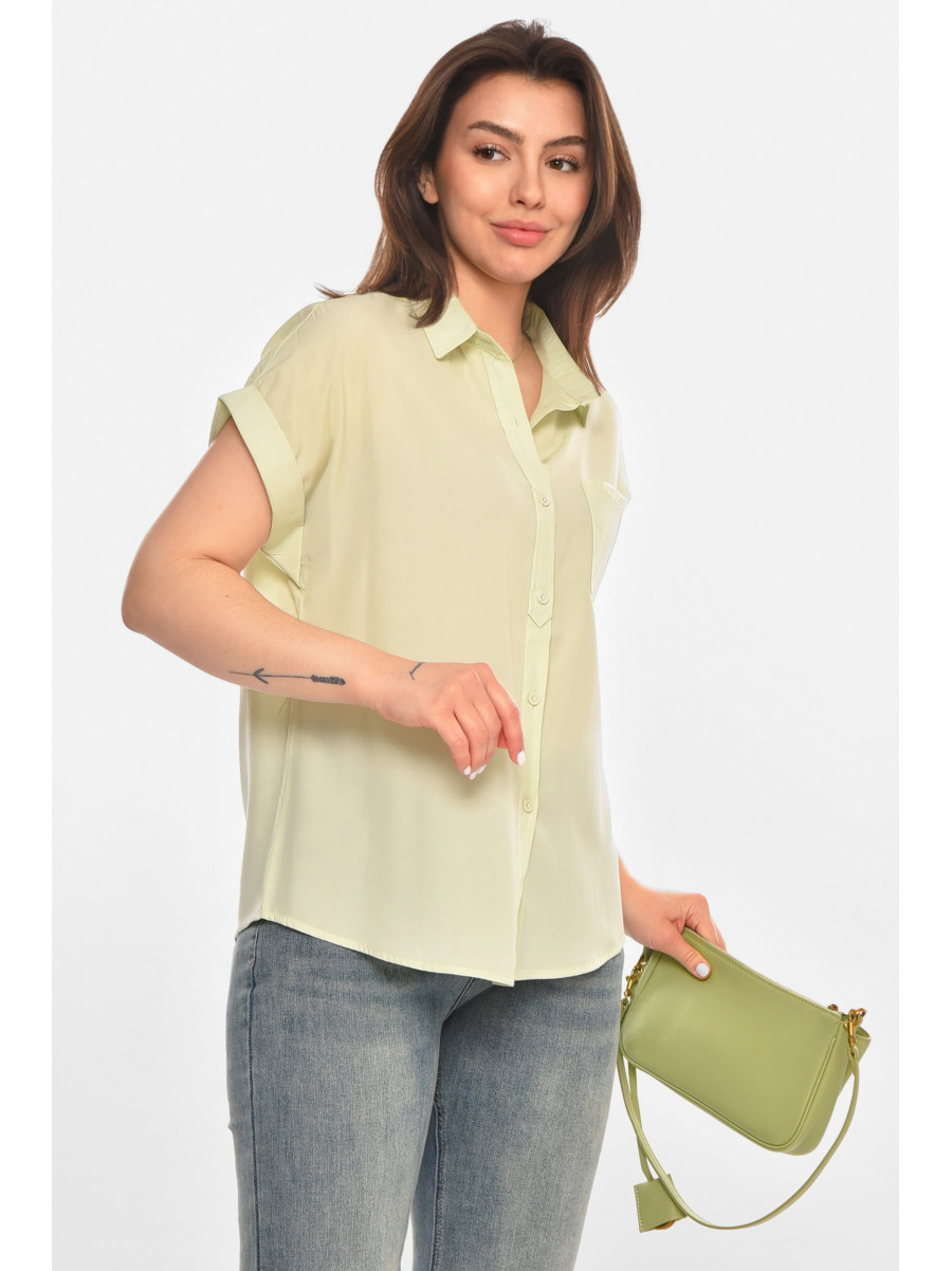 Рубашка женская однотонная мятного цвета 1122 213412C