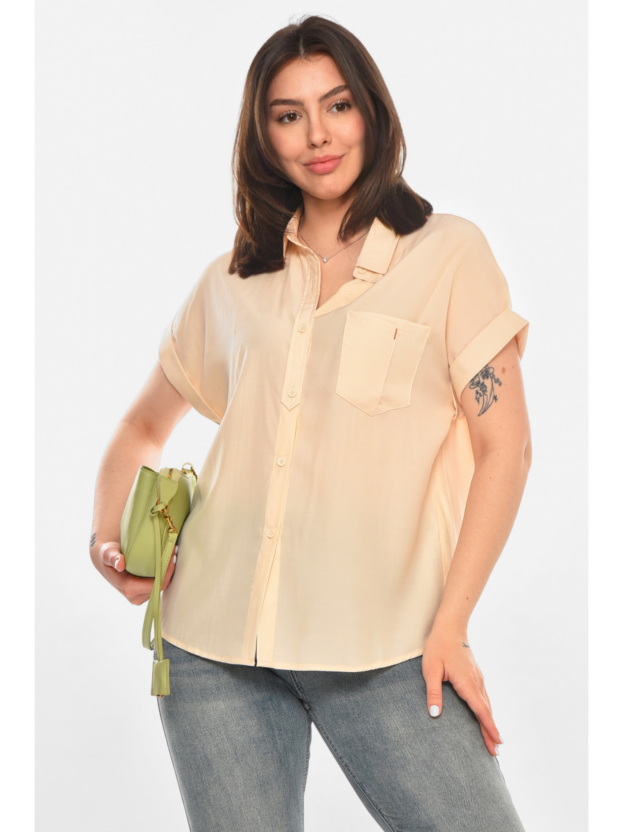 Рубашка женская однотонная бежевого цвета 1122 213413C