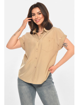 Сорочка жіноча однотонна темно-бежевого кольору 1122 213414C