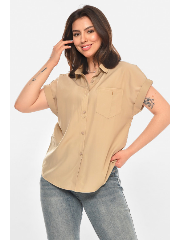 Рубашка женская однотонная тёмно-бежевого цвета 1122 213414C