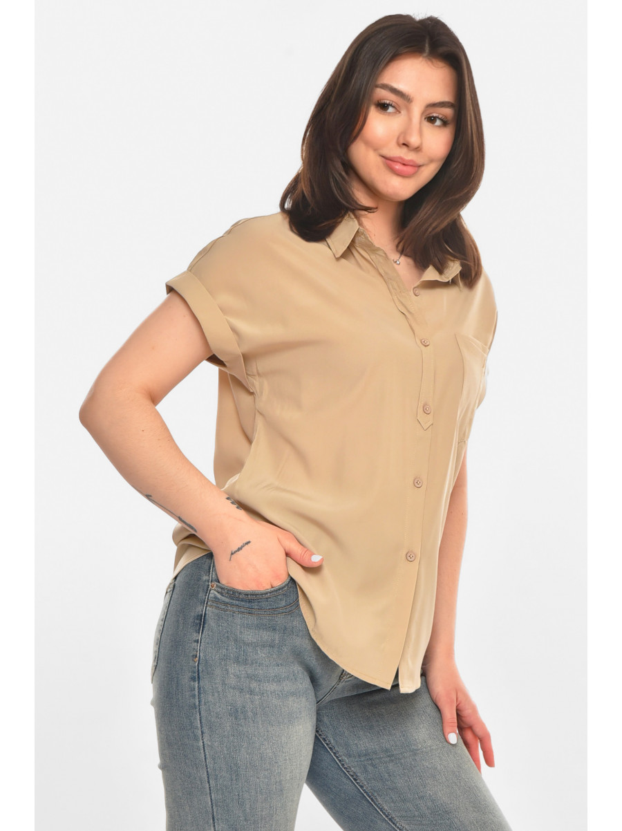 Рубашка женская однотонная тёмно-бежевого цвета 1122 213414C