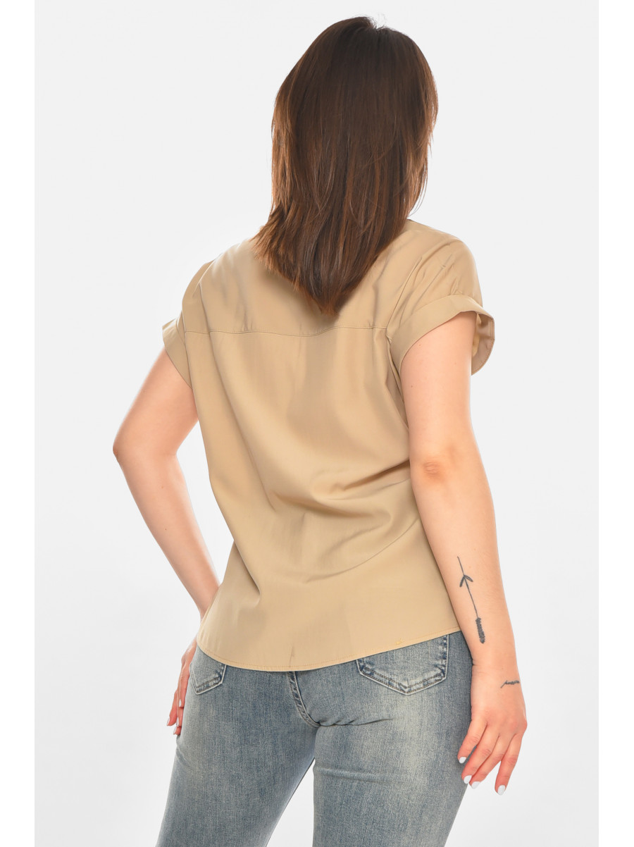 Рубашка женская однотонная тёмно-бежевого цвета 1122 213414C