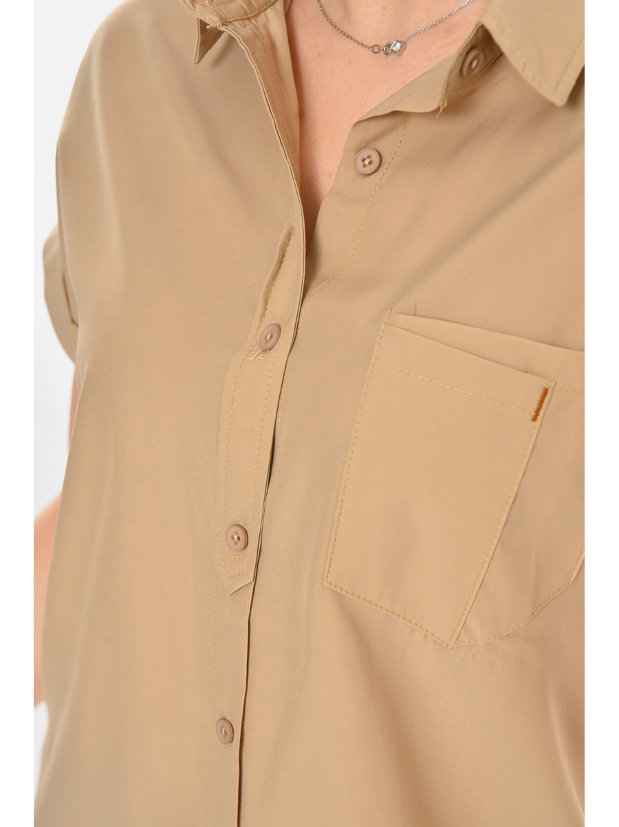 Рубашка женская однотонная тёмно-бежевого цвета 1122 213414C