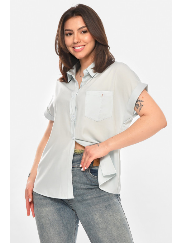 Рубашка женская однотонная голубого цвета 1122 213415C