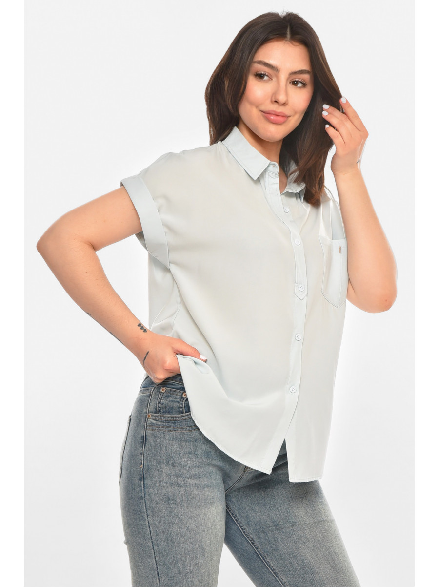 Рубашка женская однотонная голубого цвета 1122 213415C
