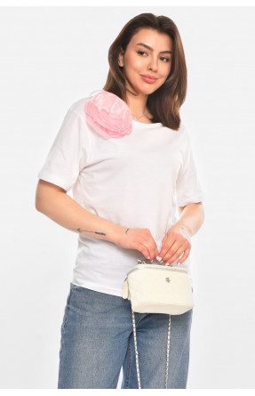 Футболка женская однотонная белого цвета 213435C