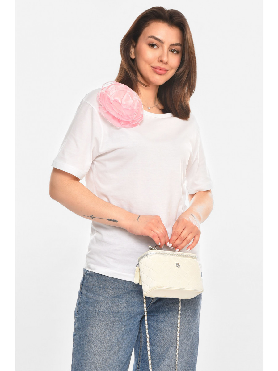 Футболка женская однотонная белого цвета 213435C