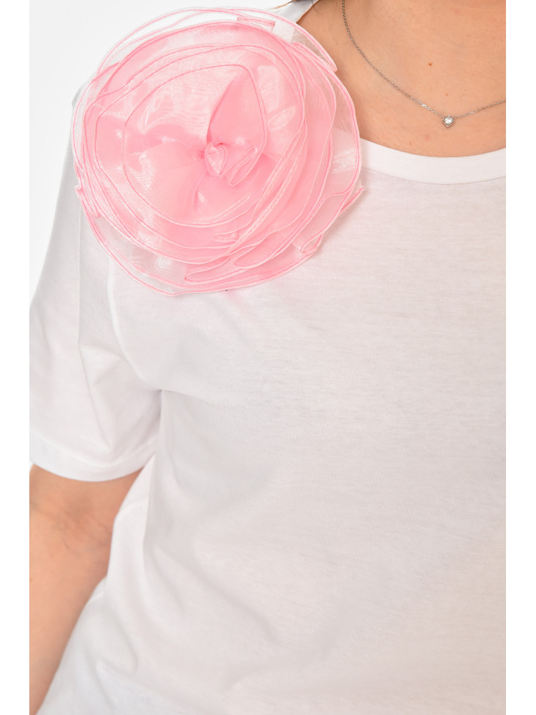 Футболка женская однотонная белого цвета 213435C