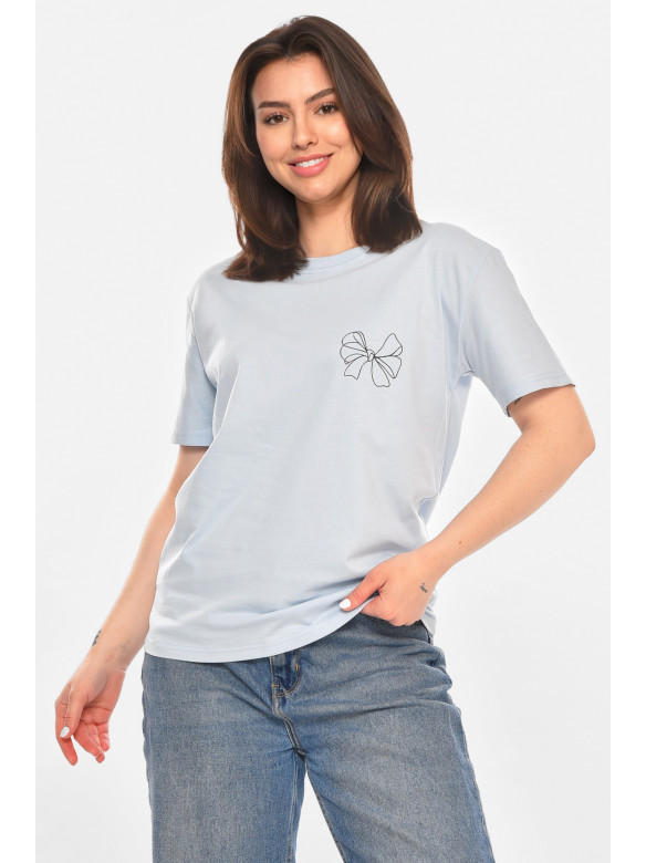 Футболка женская голубого цвета с принтом 213436C